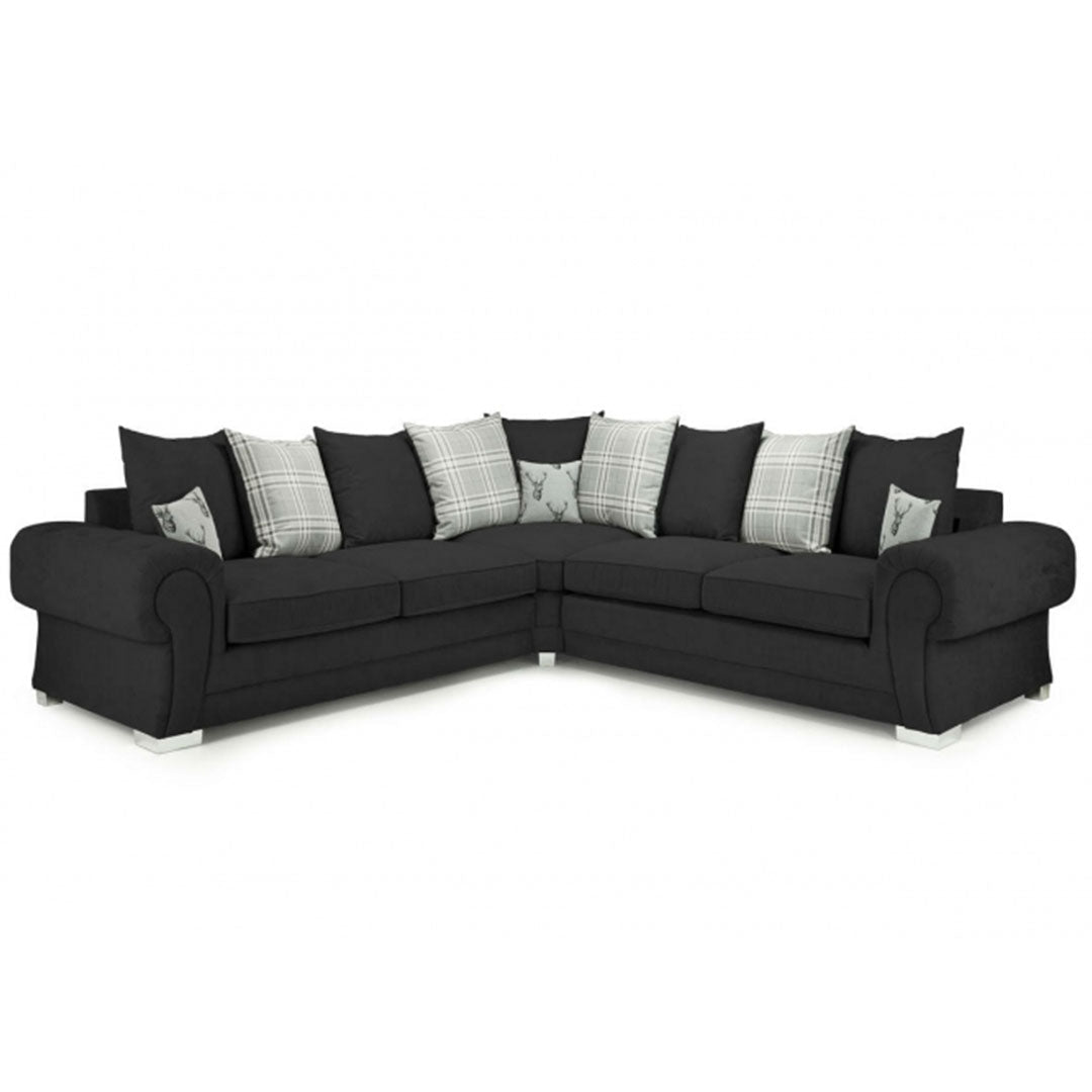 Verona Corner Sofa Black Scatter Back