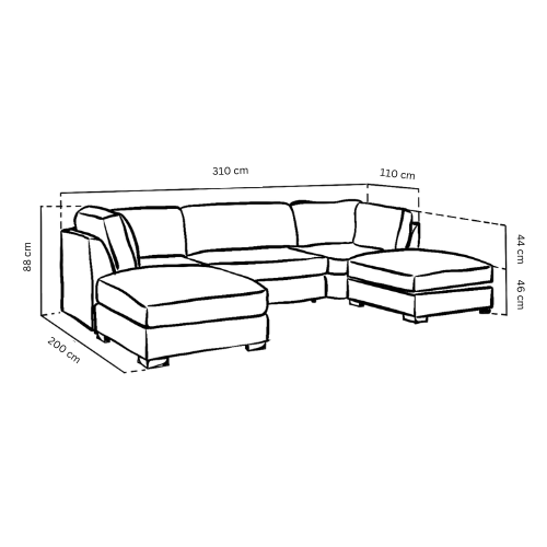 Bishop U Shape Corner Sofa Chenille Platinum Grey