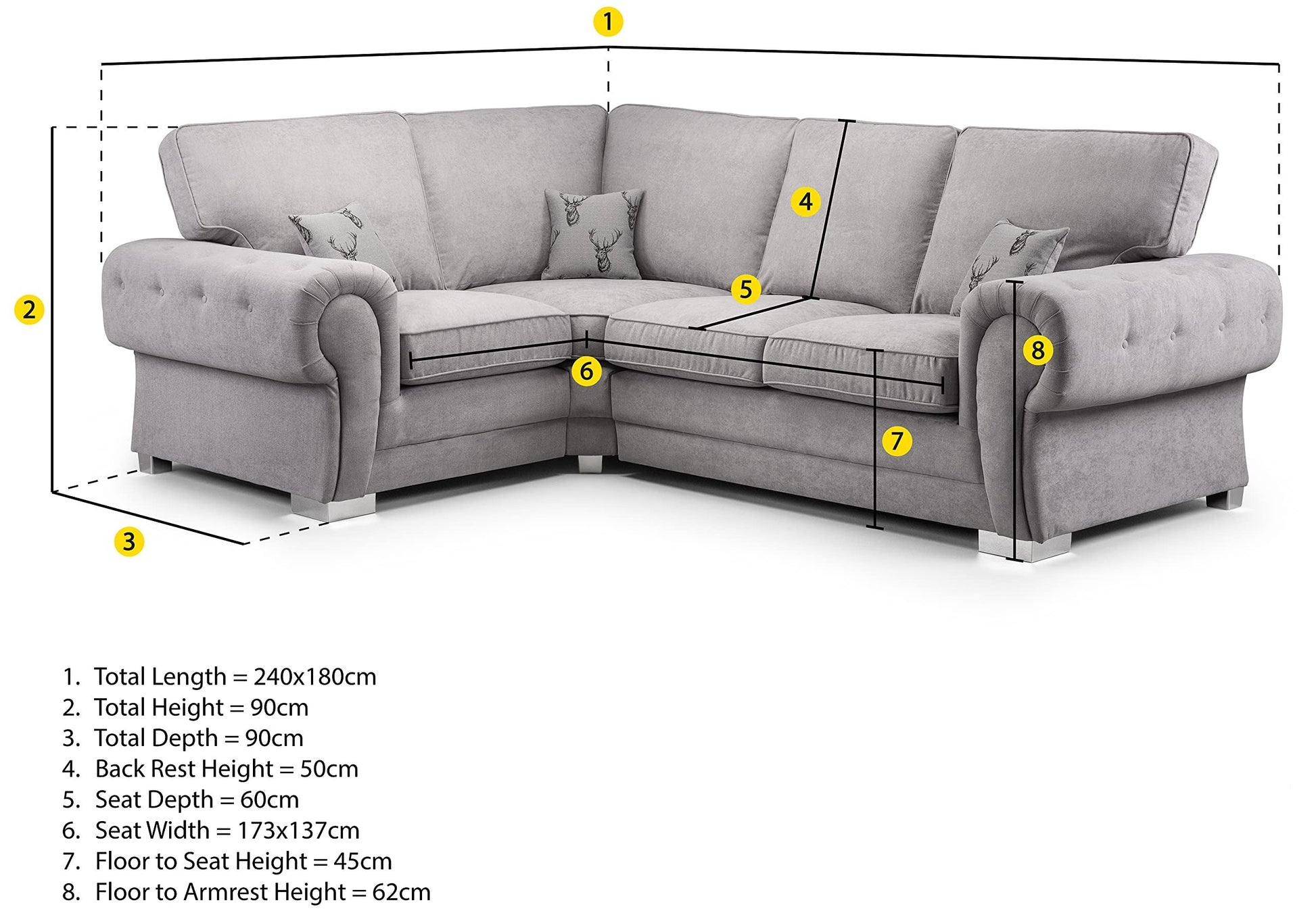 Verona 4 Seater Sofa Grey