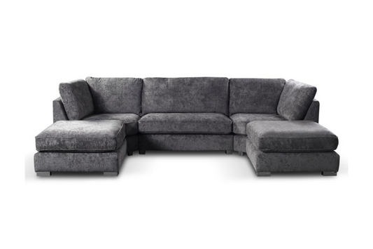 Bishop U Shape Corner Sofa Chenille Platinum Grey