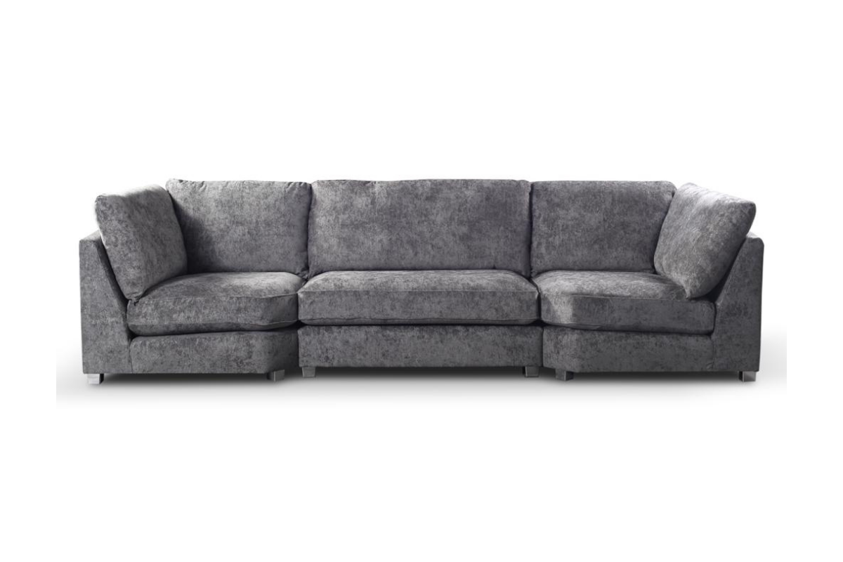 Bishop U Shape Corner Sofa Chenille Platinum Grey