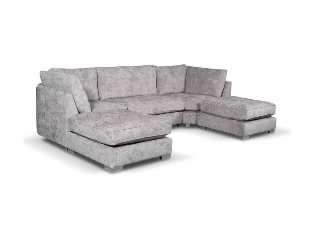 Bishop U Shape Corner Sofa Luxe Chenille Truffle