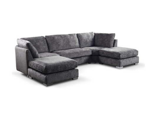 Bishop U Shape Corner Sofa Chenille Platinum Grey