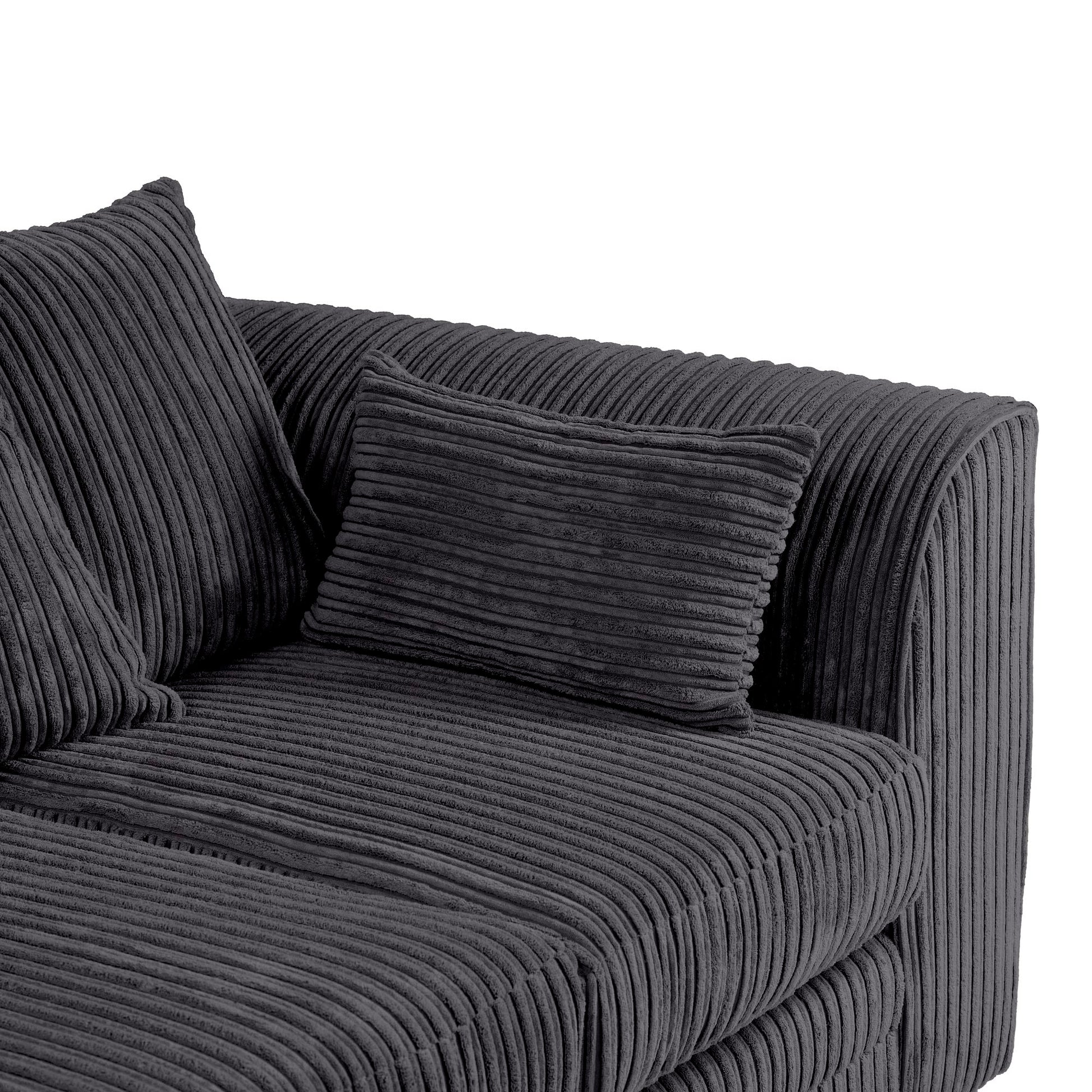 Jumbo Cord Corner Sofa Black