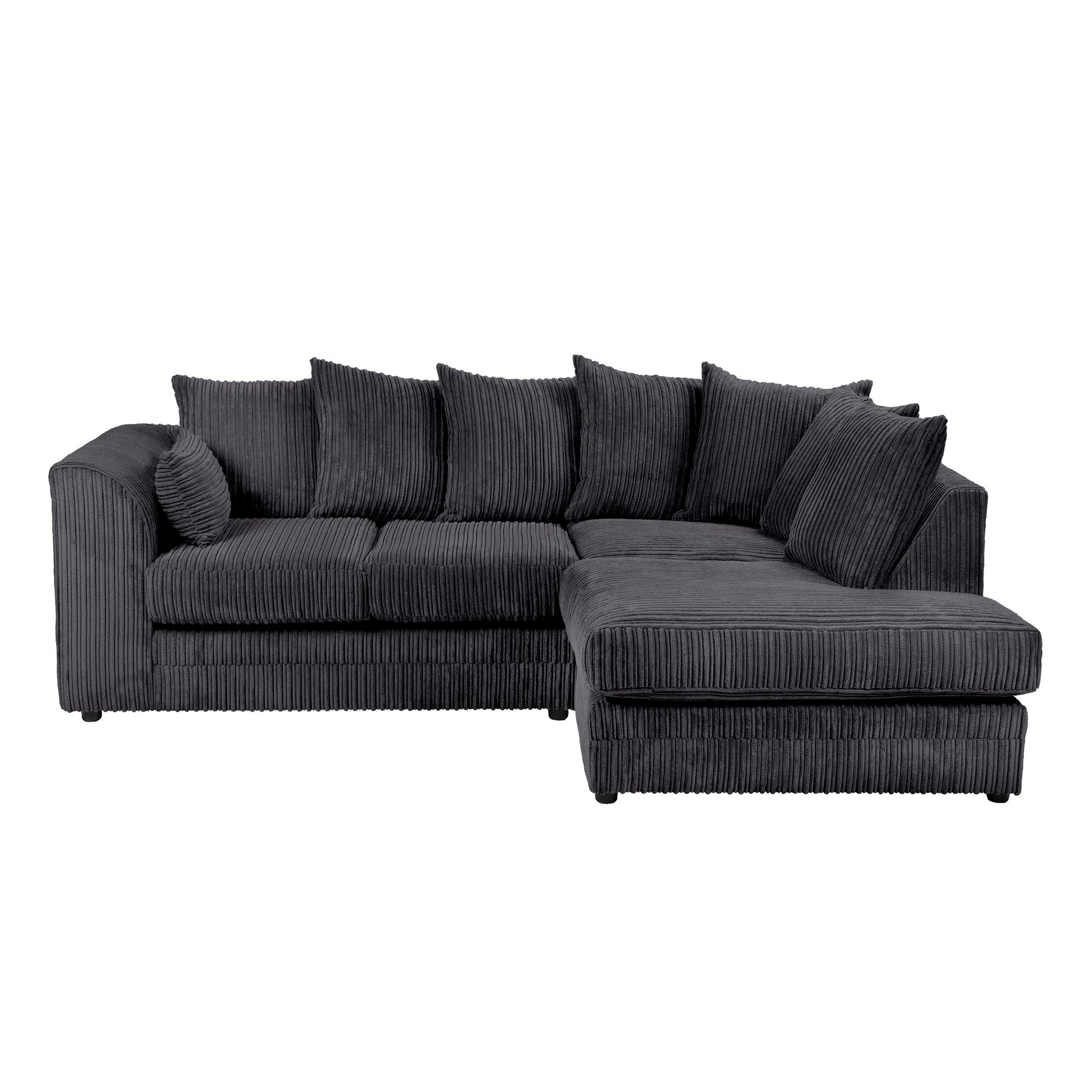 Jumbo Cord Corner Sofa Black Right Facing