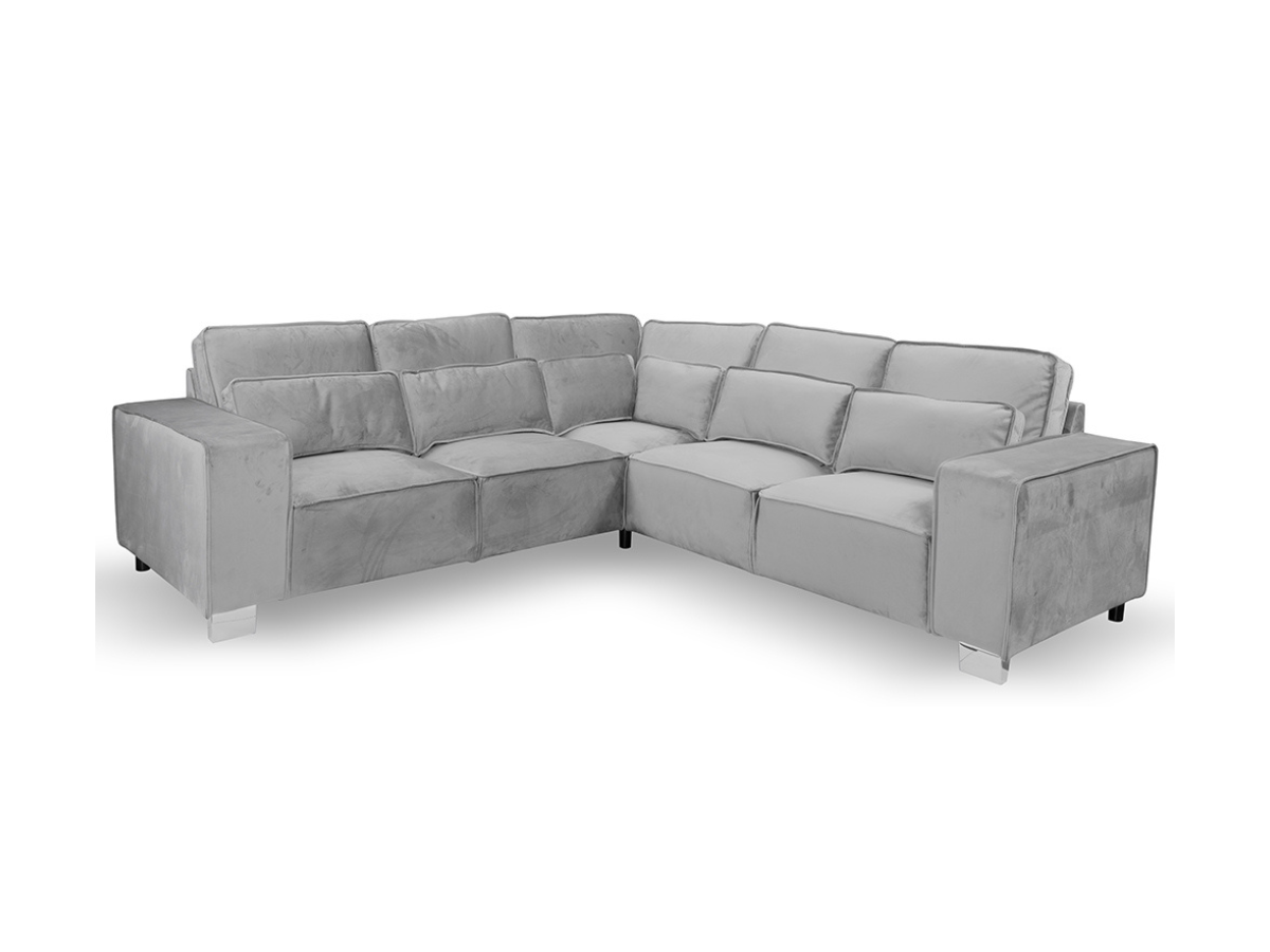 Sloane Luxury Large Double Corner Sofa Plush Velvet Silver