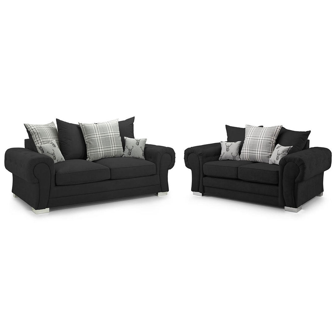 Verona 3+2 Seater Sofa Black Scatter Back