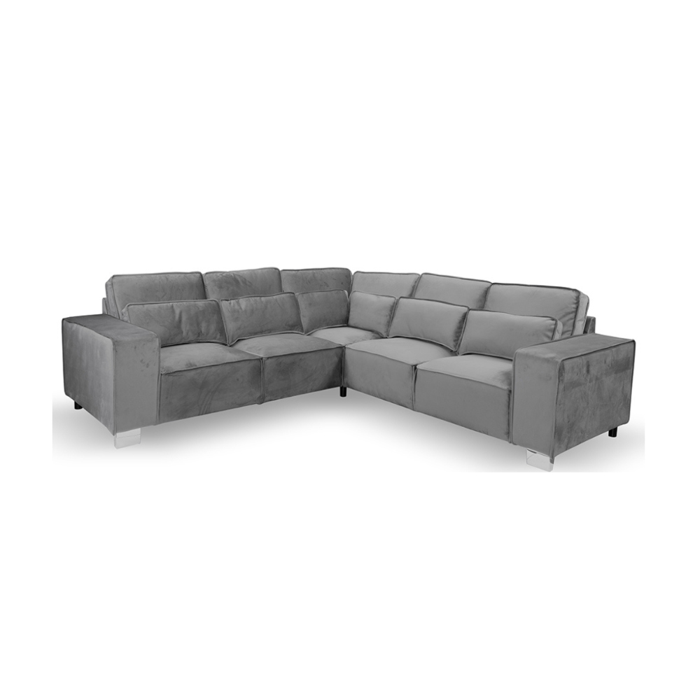 Sloane Luxury Large Double Corner Sofa Plush Velvet Grey