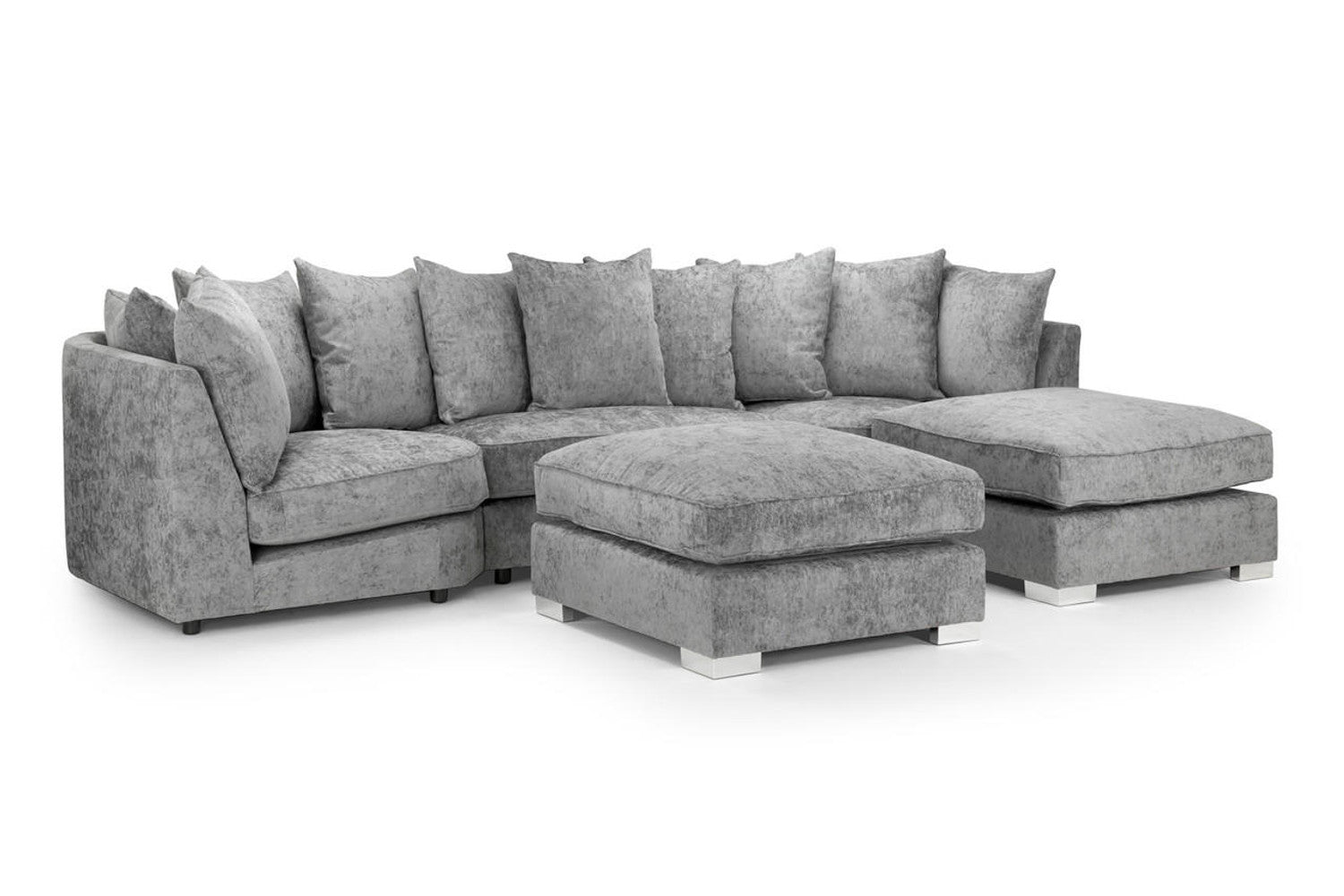 Bishop U Shape Corner Sofa Luxe Chenille Grey