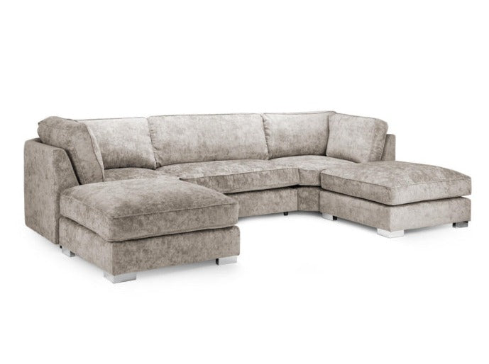 Bishop U Shape Corner Sofa Chenille Mink High Back