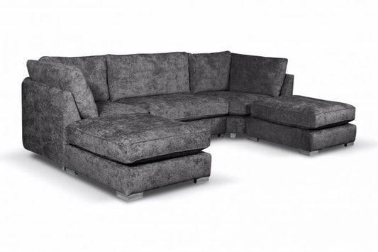 Bishop U Shape Corner Sofa Chenille Charcoal