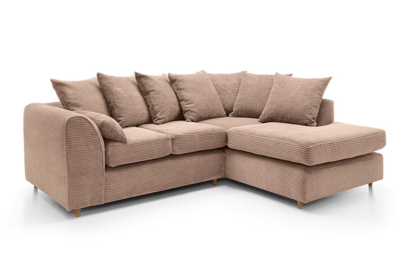 Jumbo Cord Corner Sofa Brown