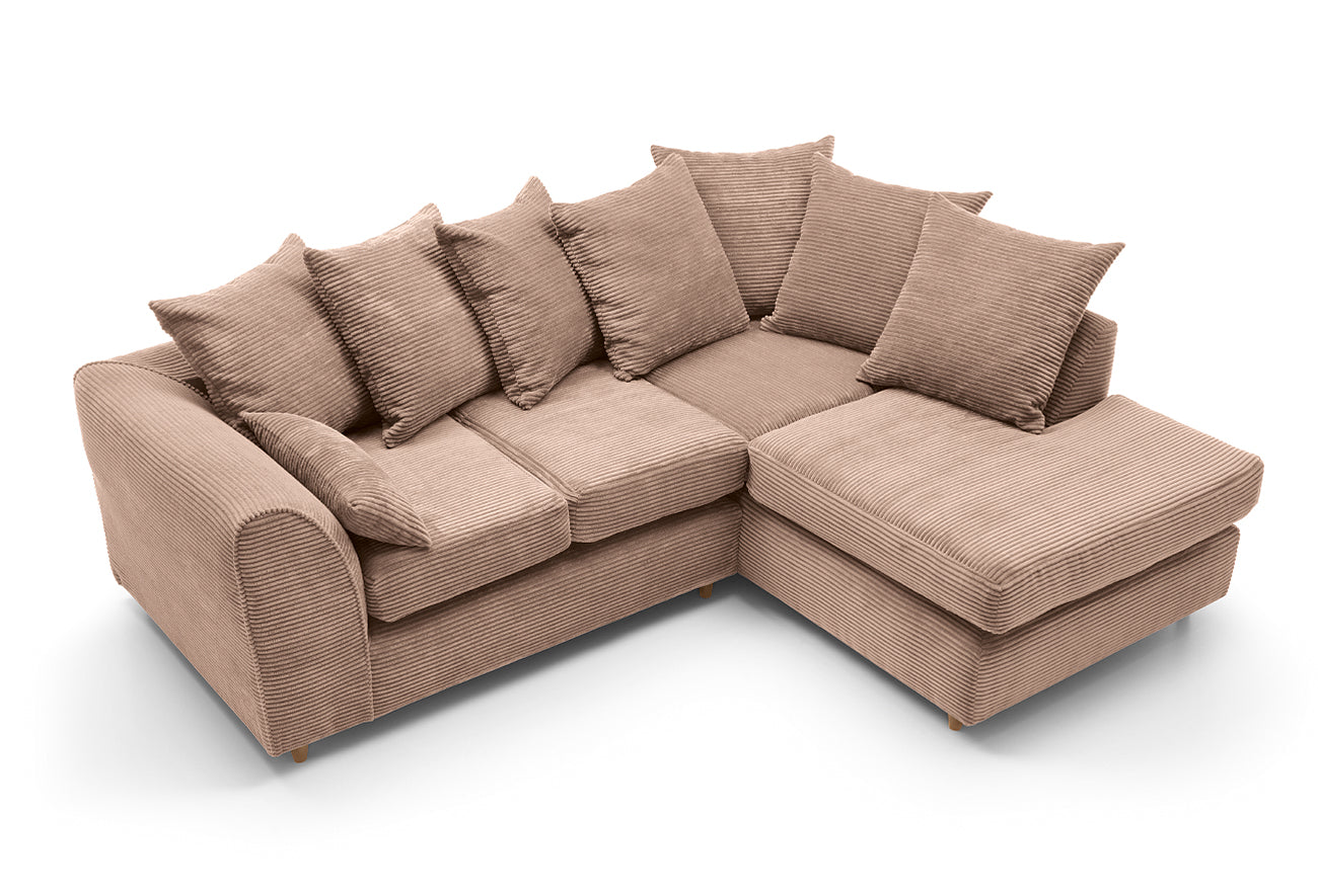 Jumbo Cord Corner Sofa Brown