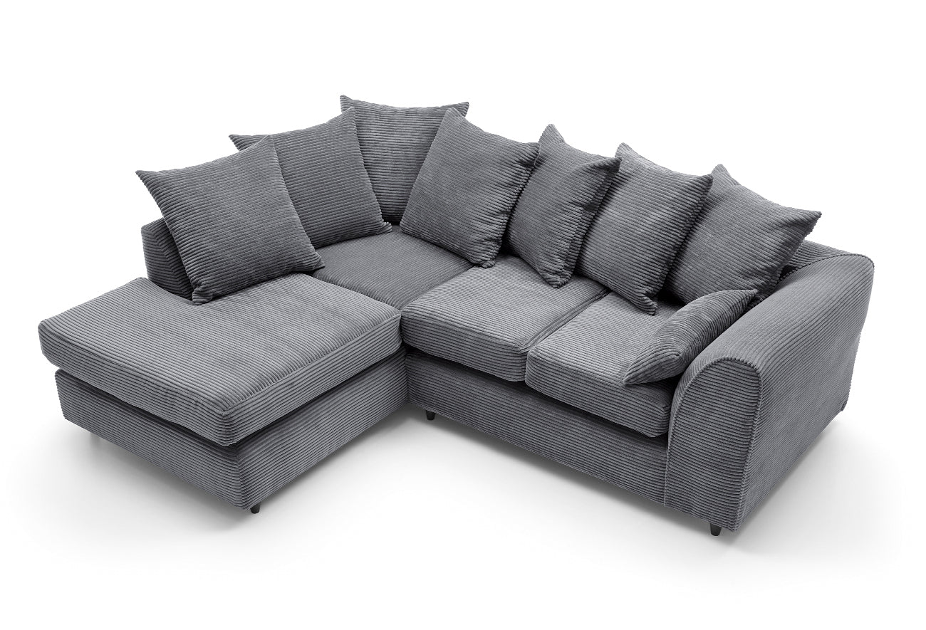 Jumbo Cord Corner Sofa Grey