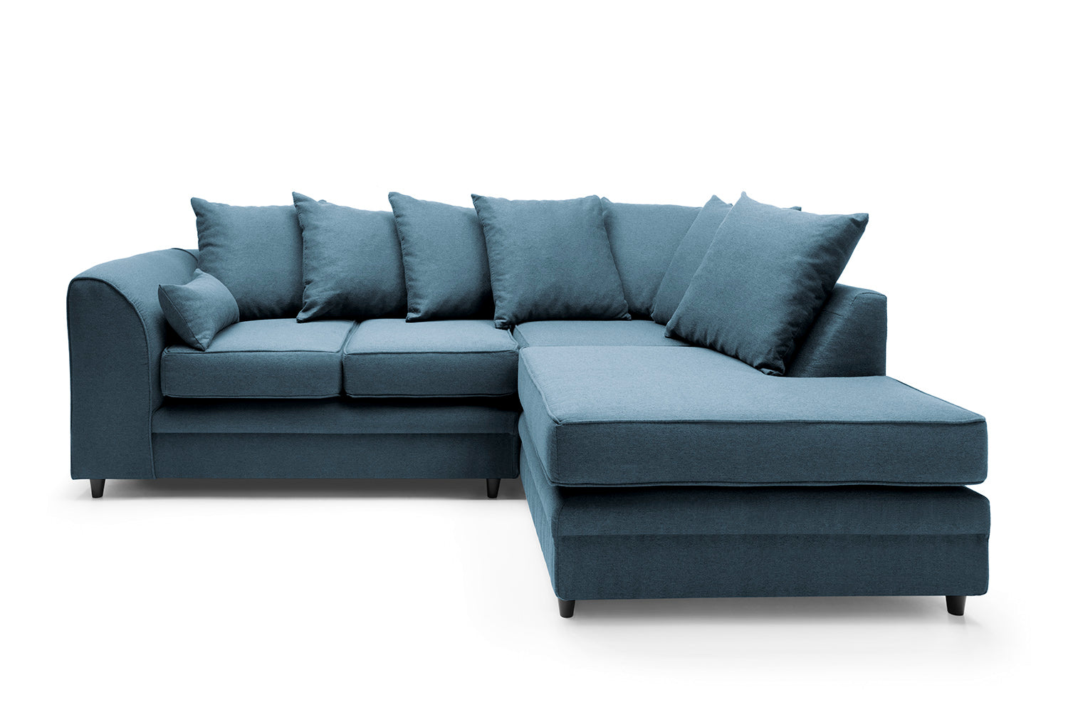 Plush Velvet Corner Sofa Right Facing Teal