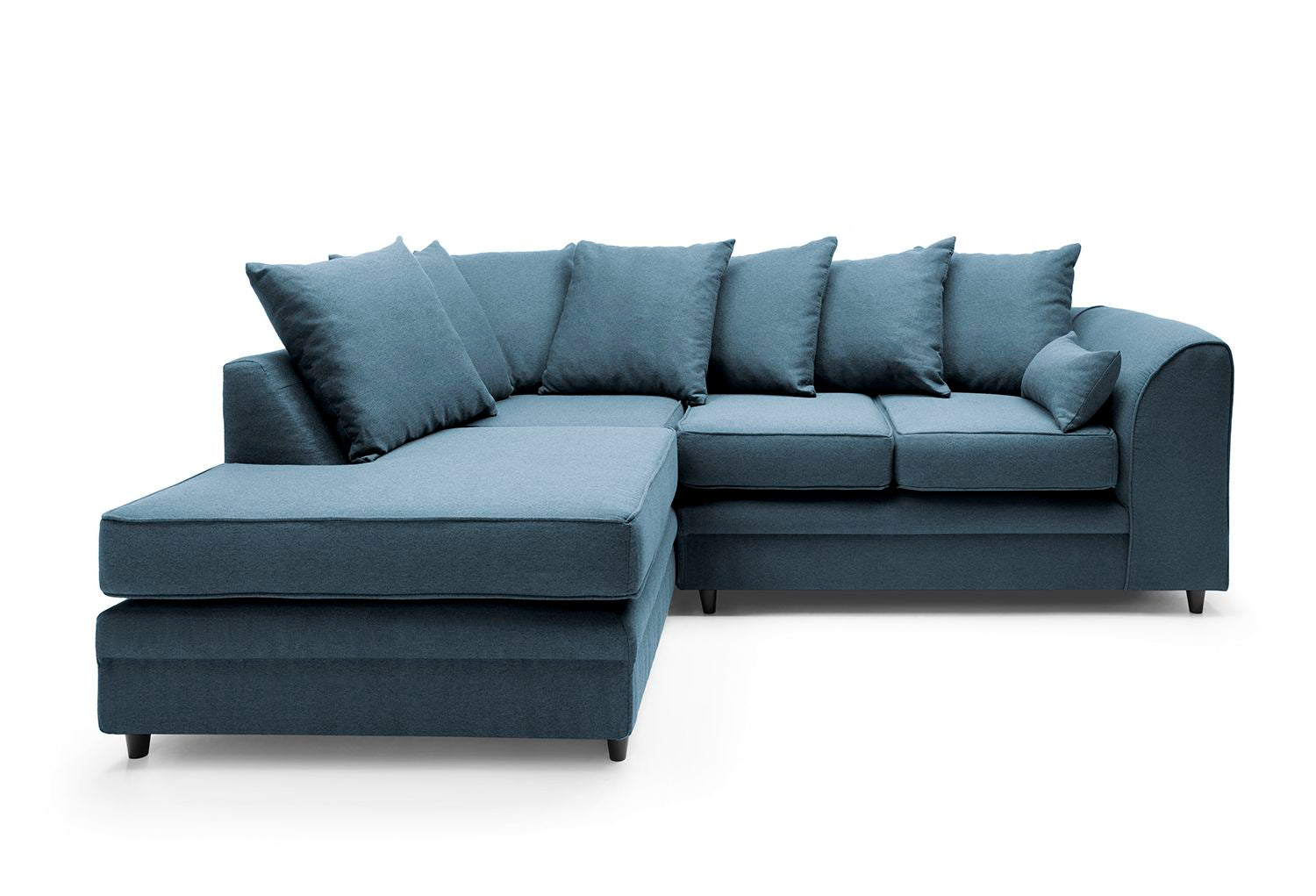 Plush Velvet Corner Sofa Left Facing Teal